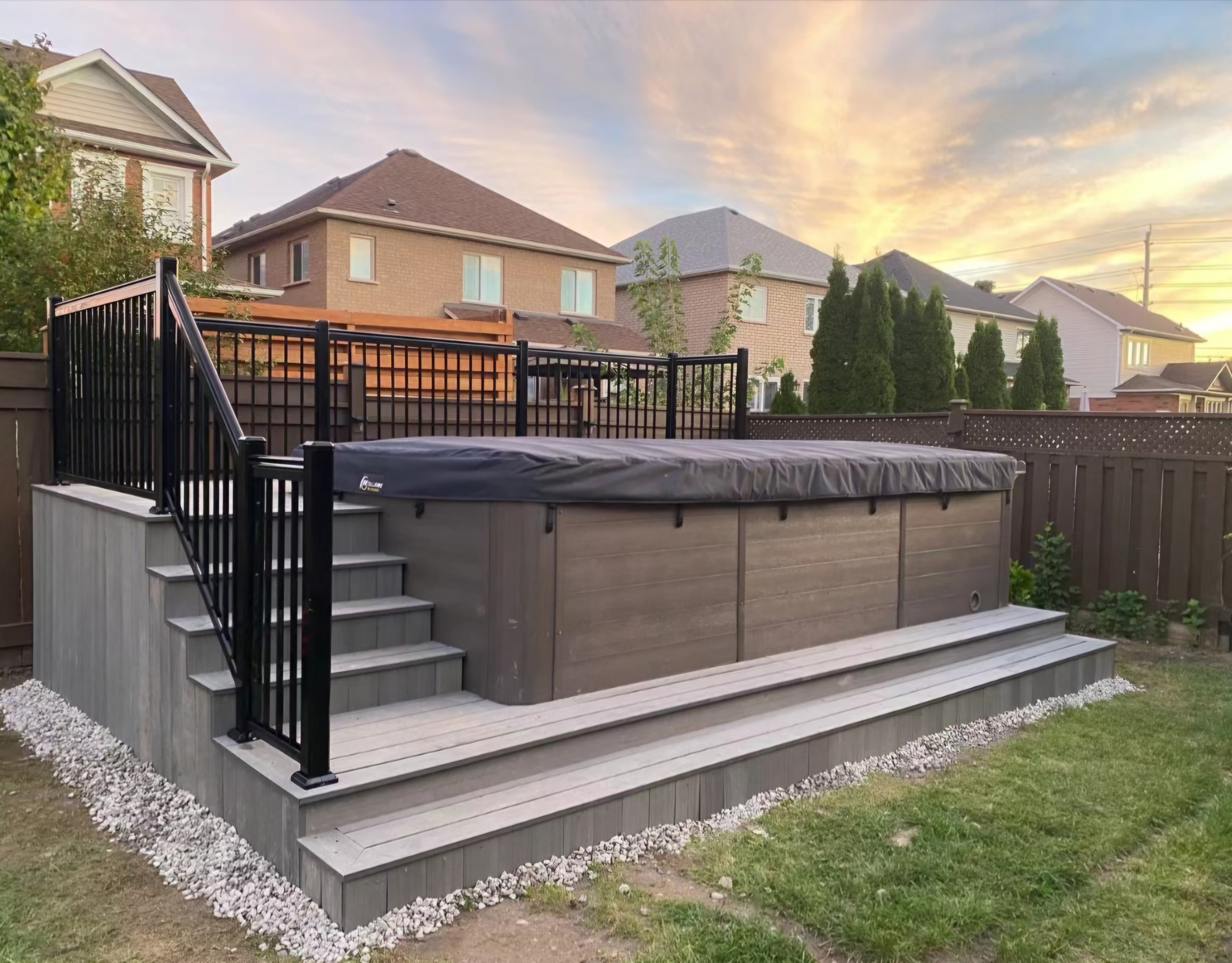 Custom deck with hot tub